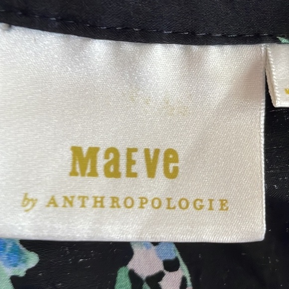 Maeve by Anthropologie Black Floral Button Up Flutter Dolman Sleeve Top Size S - Picture 5 of 8